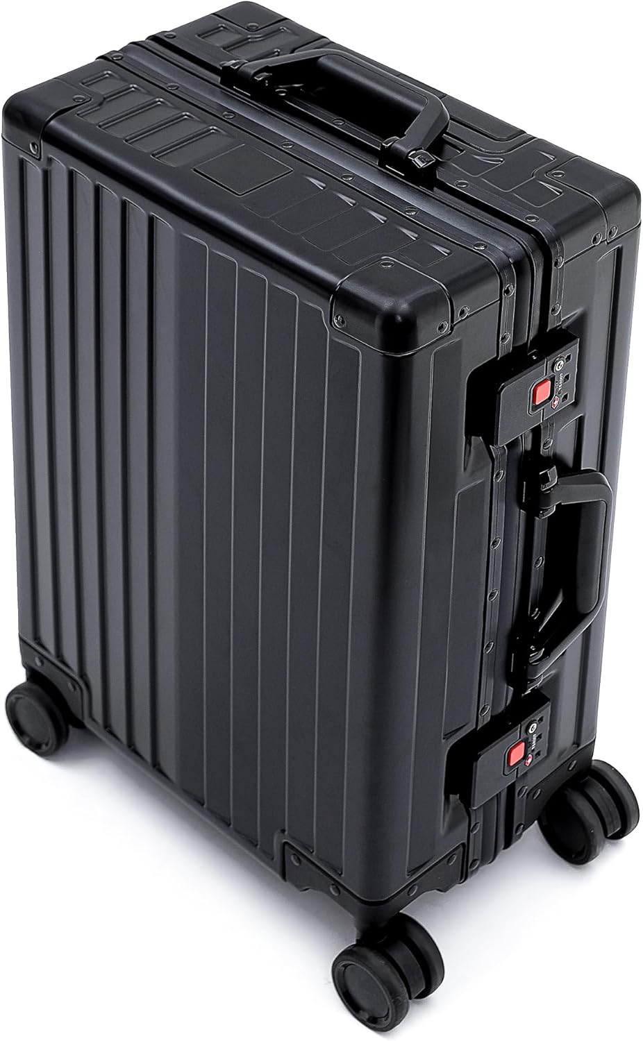 YYW Aluminum Carry-On Luggage Airline Approved Lightweight Suitcase with TSA Lock and Silent Wheels, Hardshell Spinner Business Travel (Black, 20in)