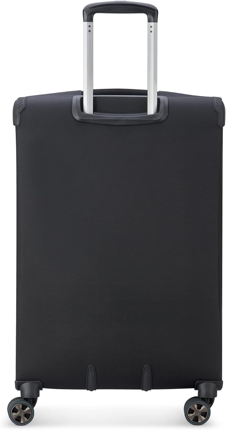 DELSEY PARIS Helium DLX Softside Expandable Luggage with Spinner Wheels, Black, Checked-Medium 25 Inch