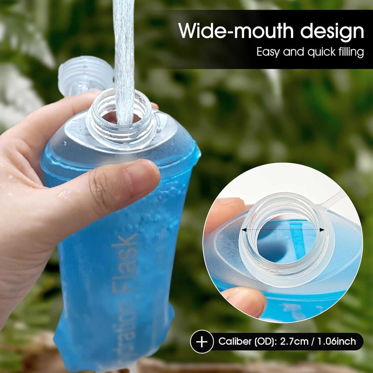 GYGYL Soft Flask, TPU Collapsible Soft Water Bottle for Hydration Pack, Running Vest, Leak-Proof Folding Water Bottle for Hiking Cycling Climbing Jogging-250ml Blue