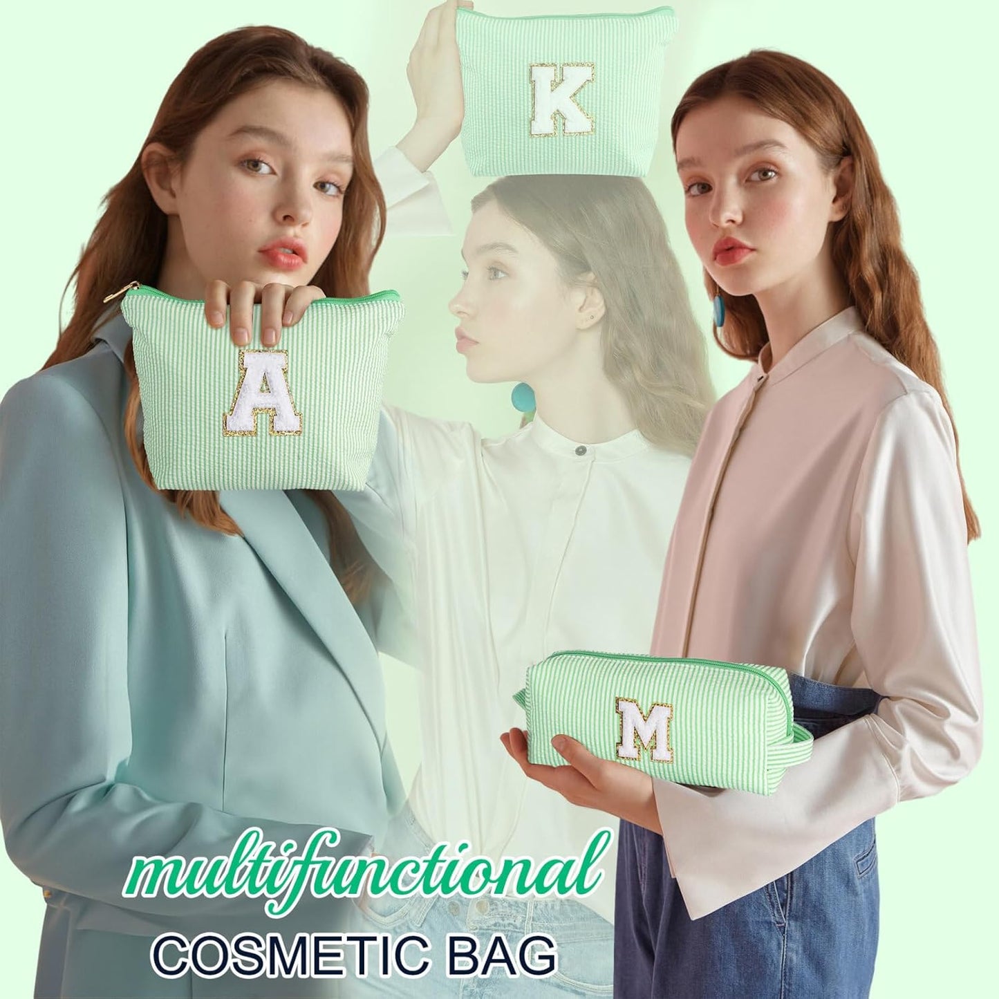 YOOLIFE Birthday Gifts for Women Her - Personalized Cute Initial Cosmetic Makeup Pouch Make Up Travel Bag for Mothers Day Gifts Teacher Sister Friend Girlfriend Mothers Day Gifts for Mom D