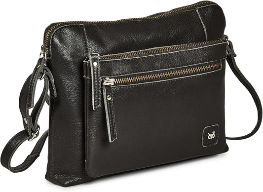 Wise Owl Accessories Small Soft Pebbled Real Leather Crossbody Handbags Purses Sling Crossover Shoulder Bag