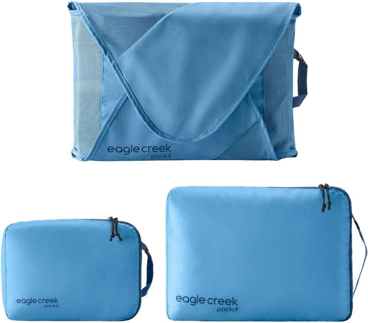 Eagle Creek Pack-It Starter Set - Includes S Isolate Cube, M Isolate Cube & L Pack-It Reveal Garment Folder - Lightweight Travel & Storage Essentials - Blue Dawn