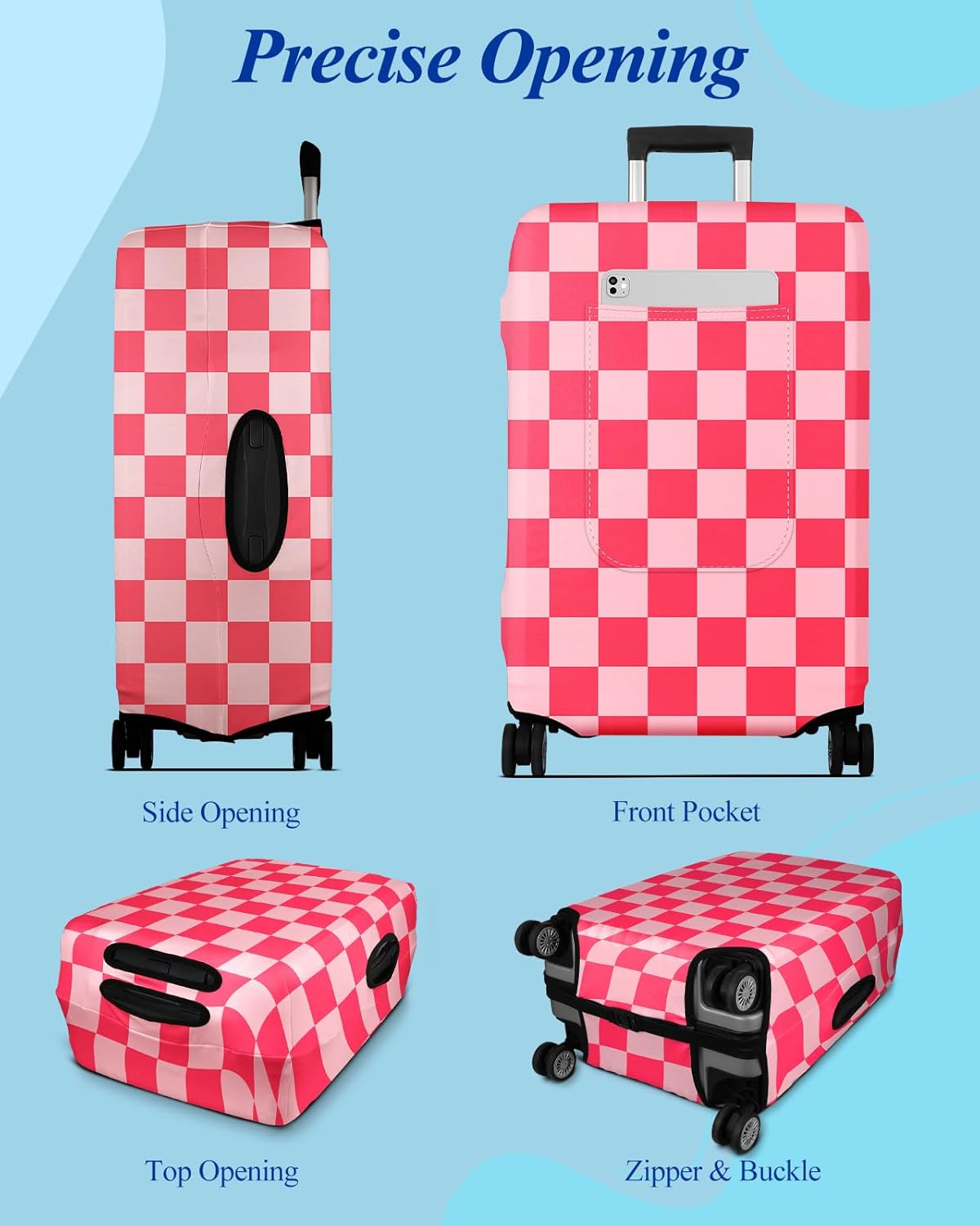 Slohif Luggage Cover for Suitcase Tsa Approved Protector - Luggage Sleeve Large Suit Case Cover Travel Stretch Baggage Case Protective Washable Fit 29-30 Inch Checkered L