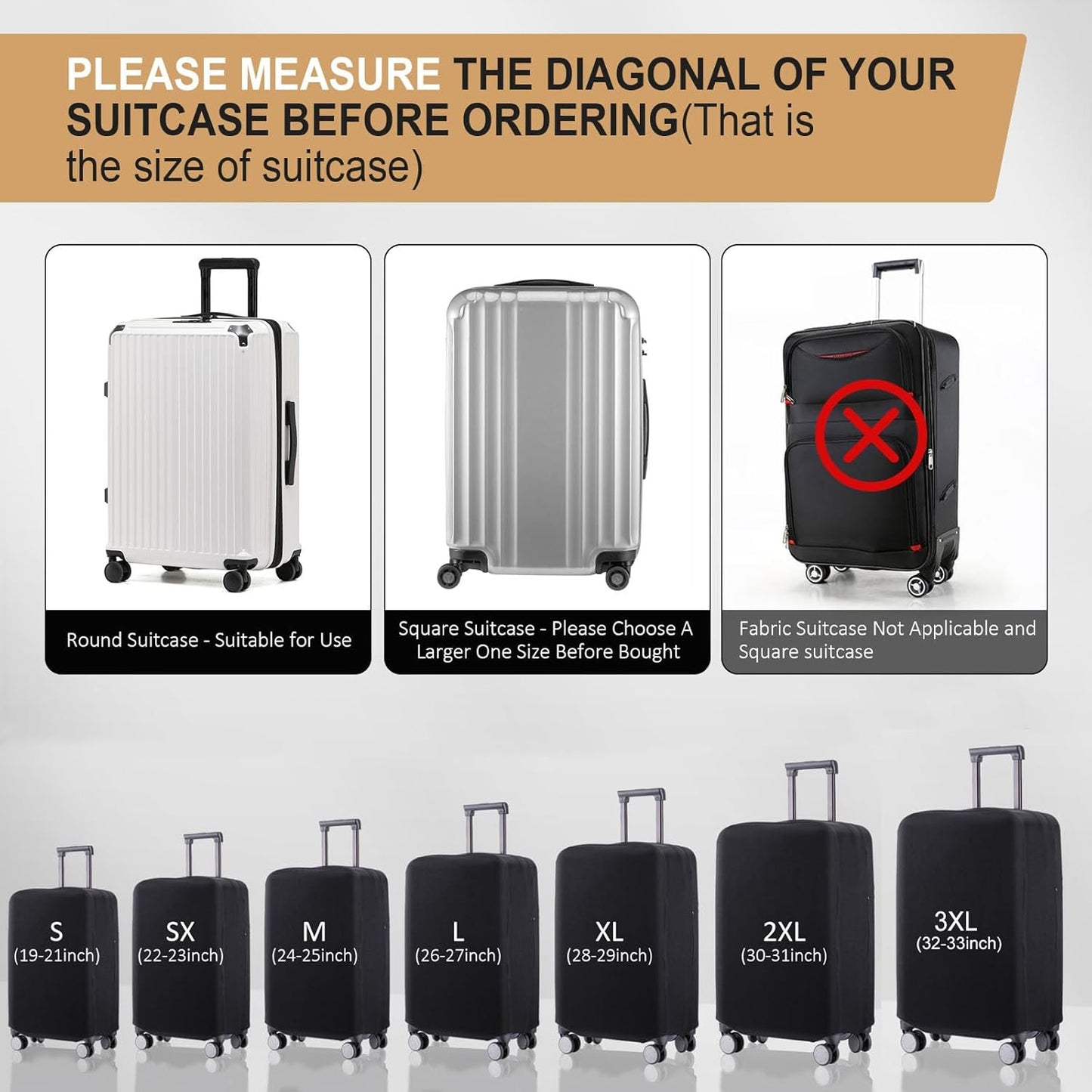 Travel Luggage Cover Protector - Scratch-Resistant Fit 19-31 Inch, Black, L(26-27inch) Suitcase Not Included