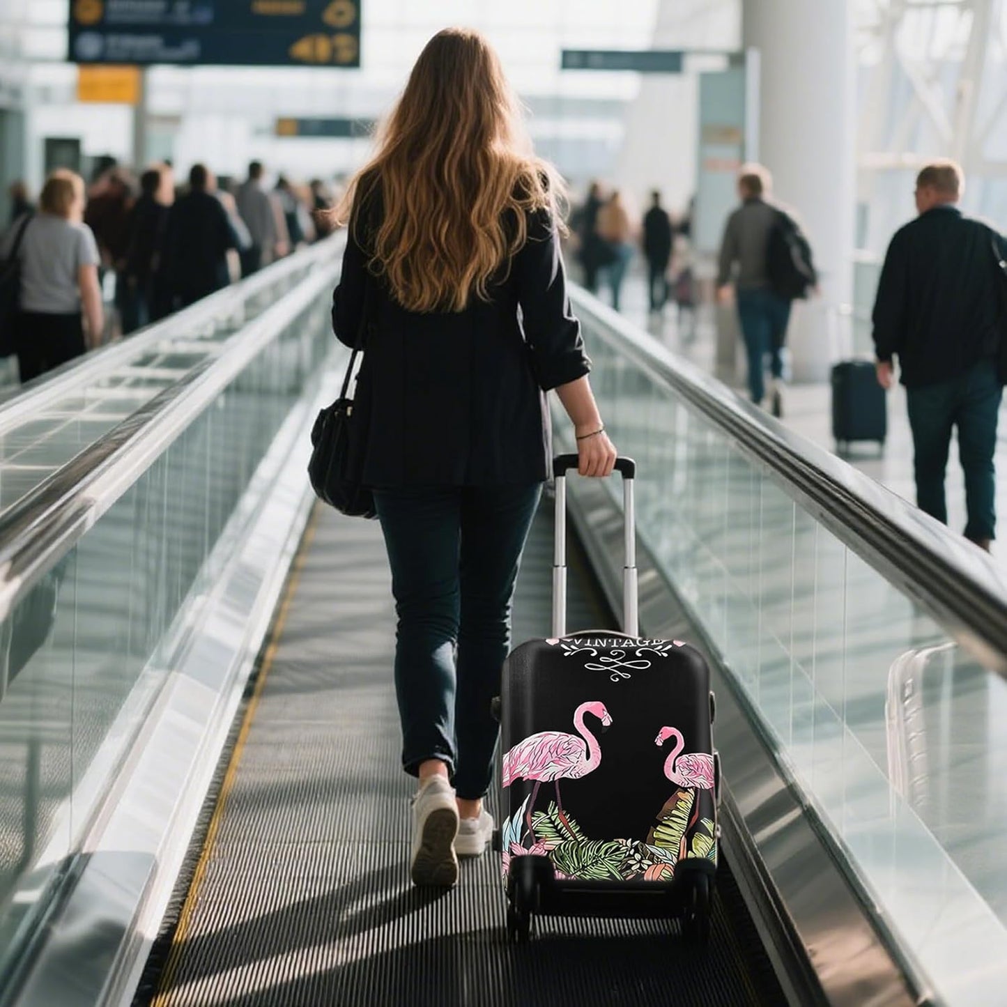 WUJIAONIAO Travel Luggage Cover Baggage Suitcase Cover Protector Skins 18-32 Inch (Flamingo A23, XL (for 29-32 inch luggage)