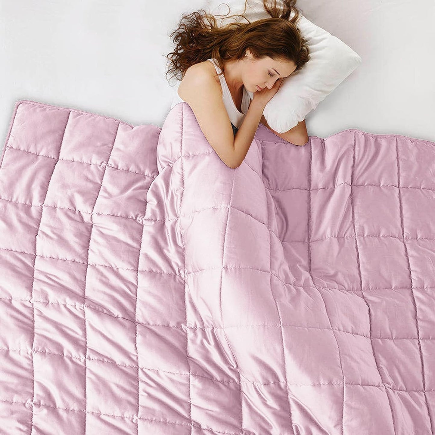 L'AGRATY Weighted Blanket - 88"x104" 20lbs Cooling Breathable Heavy Blanket Microfiber Material with Glass Beads for Adult All-Season Summer Fall Winter Soft Thick Comfort
