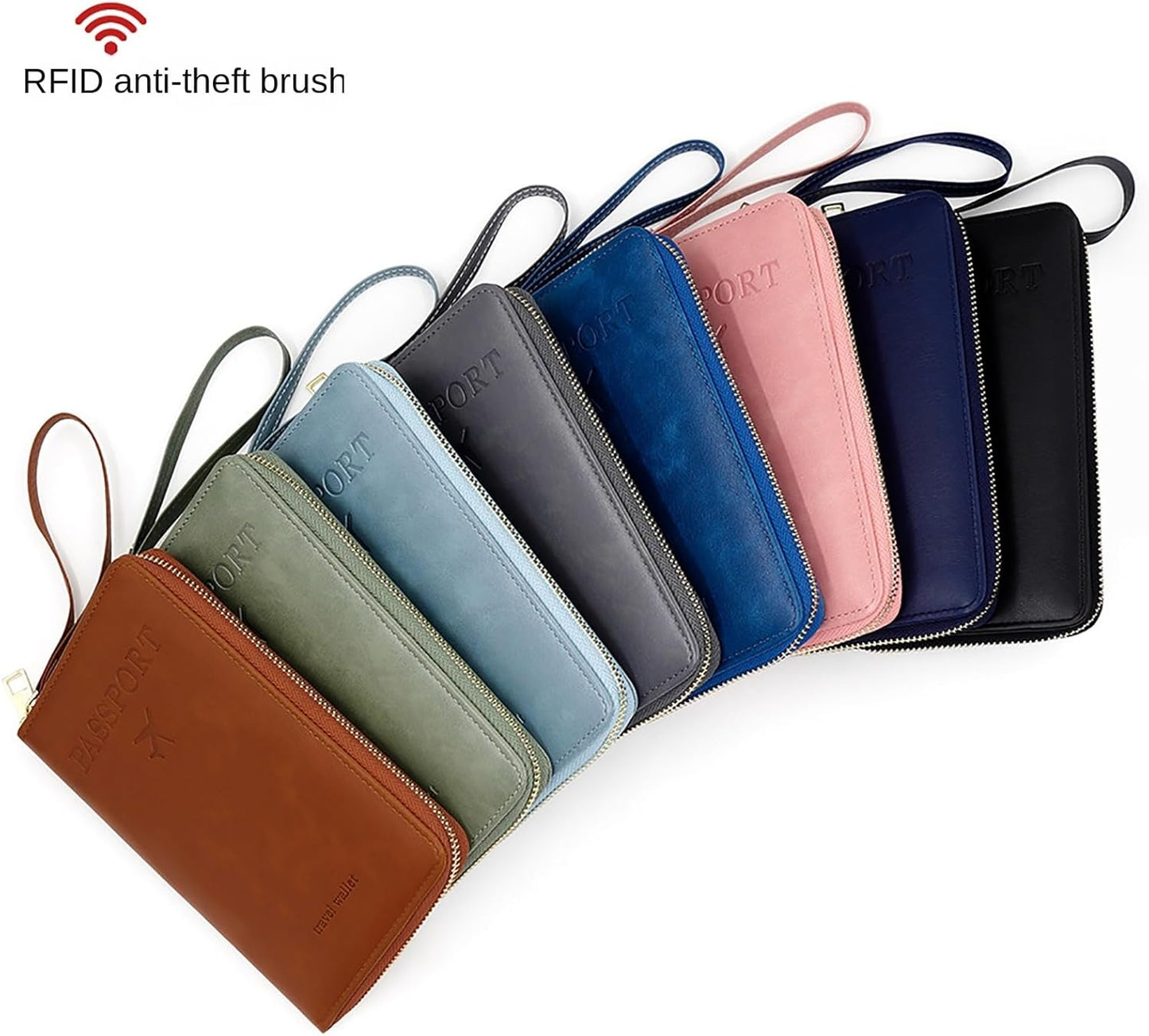 Rowgins Rfid Blocking Passport Holder Wallet, Rowgins Rfid Passport Holder with Zipper, PU Leather PassportHolder for Travel (BROWN)