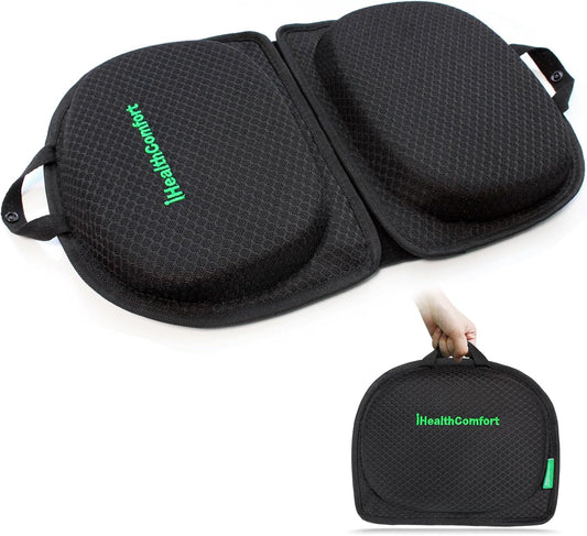 Small Travel Seat Cushion,Gel Memory Foam Seat Cushion,Supportive Butt Pillow,Portable and Foldable for Long Sitting Hours on Stadium Airplane Car Seat