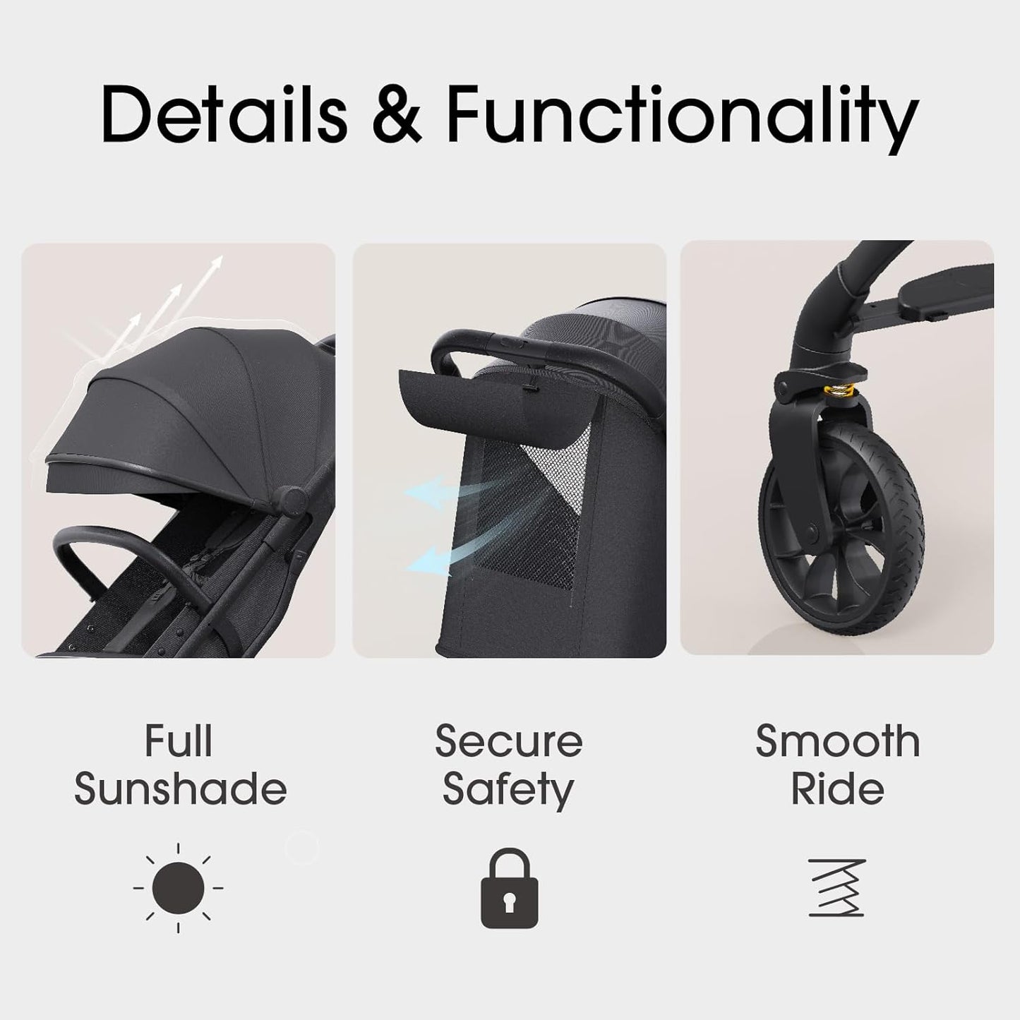 newyoo Lightweight Baby Travel Stroller, Compact Toddler Strollers w Telescoping Handle, Cup Holder & Storage Pocket, One-Hand Quick Fold, Near Flat Recline Seat, TR18, Black