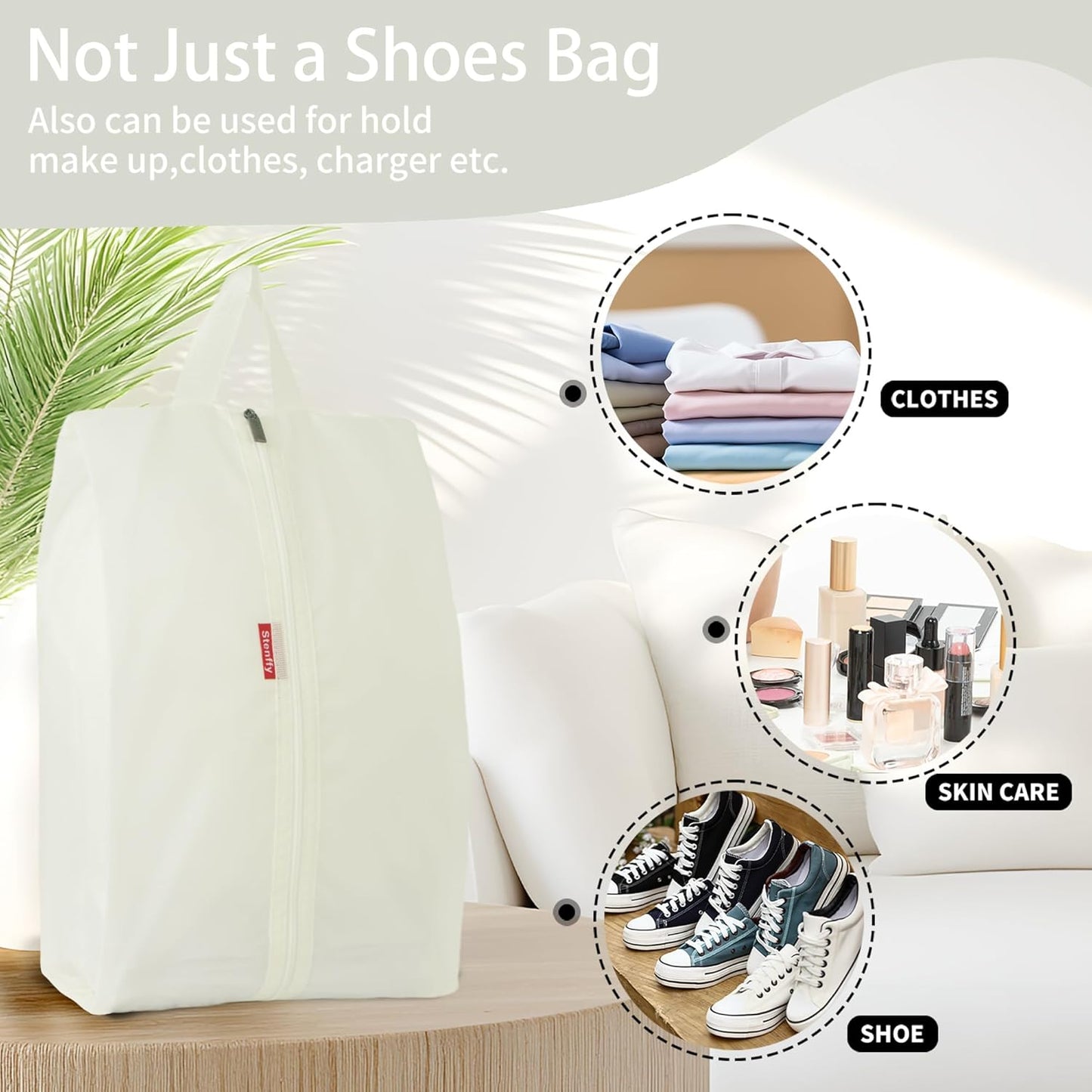 6pcs Portable Shoe Organizer, Travel Pouches with Zipper, Golf Shoe Bags, Clothes Bags, Soccer Cleats Bag Shoe Pouch for Gym, Waterproof, Odor-Resistant (White)