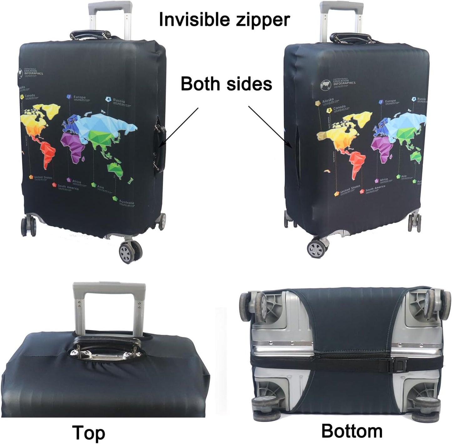 MosaiRudo Thicker Luggage Cover Elastic Suitcase Cover Protector Fits 18-32 Inch Suitcase Travel Accessories (Abstract Map, L)
