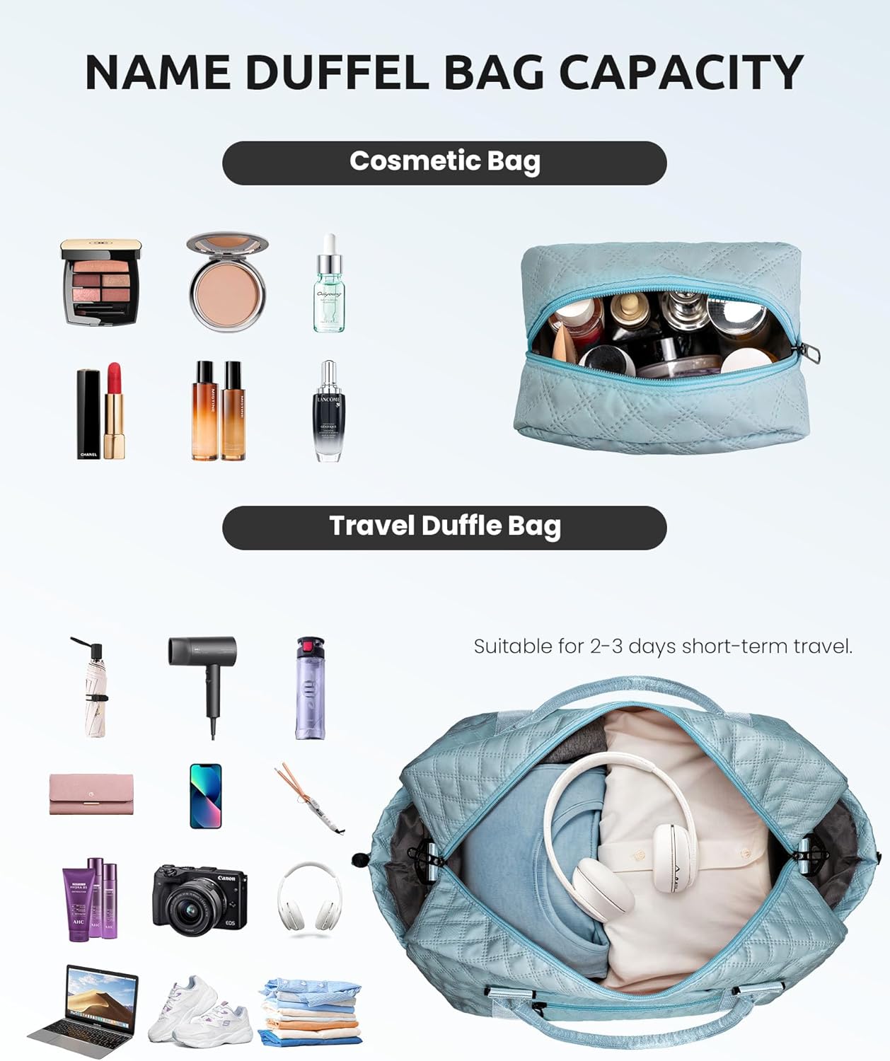Gifts for Sister-Travel Bag for Women Shoe Compartment, Personalized Weekender Bag, Monogram Overnight Bag, Letter Travel Bag with Makeup Bag，Sister Friend Girlfriend Gifts (Letter N)