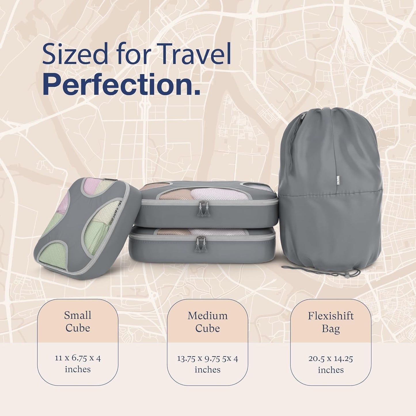 Shacke 6 Set Packing Cubes for Travel - Compression Packing Bags/Travel Organizer - Luggage Organizer Bags for Traveling - Travel Essentials for Women - Cruise Must Haves Packing List