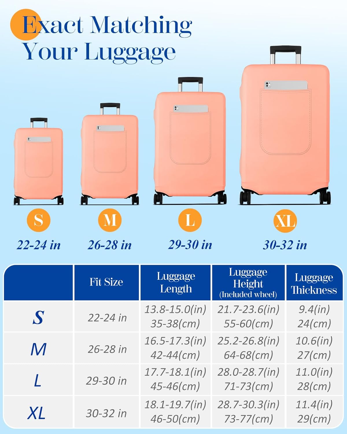 Slohif Luggage Cover for Suitcase Tsa Approved Protector - Luggage Sleeve Suit Case Cover Travel Stretch Large Baggage Case Protective Washable Fit 22-24 Inch Rose
