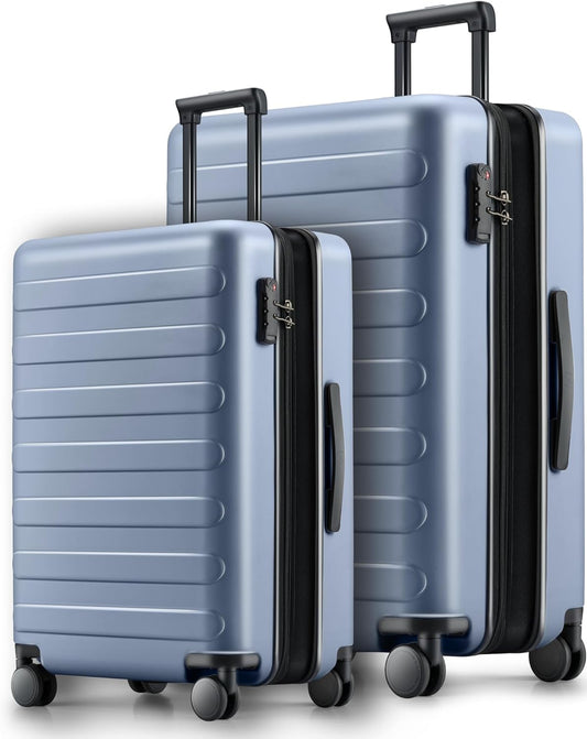 Carry on Luggage 22 X 14 X 9 Airline Approved, 20 Inch Luggage for 3-5 Days Travel, Double Spinner Wheels, 100% Hardshell PC, TSA Lock (00-Shadow (Expandable), Set 2PCS (20-Inch/28-Inch))