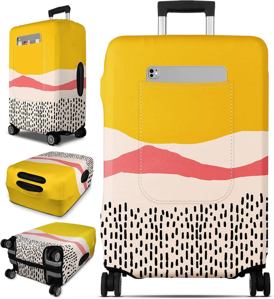 Slohif Luggage Cover for Suitcase Tsa Approved Protector - Luggage Sleeve Large Suit Case Cover Travel Stretch Baggage Case Protective Washable Fit 26-28 Inch Patchwork M
