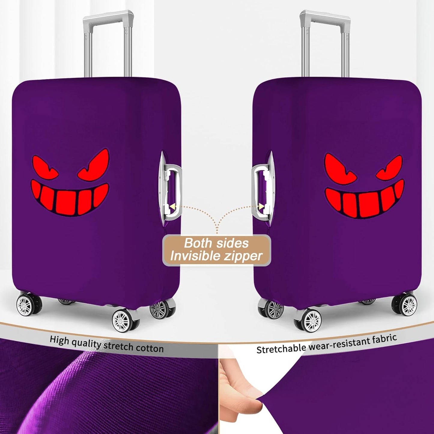 Travel Luggage Cover Thicker Spandex Suitcase Protector Elastic Washable Baggage Covers (M (for 23-24 inch luggage), Purple Eye)