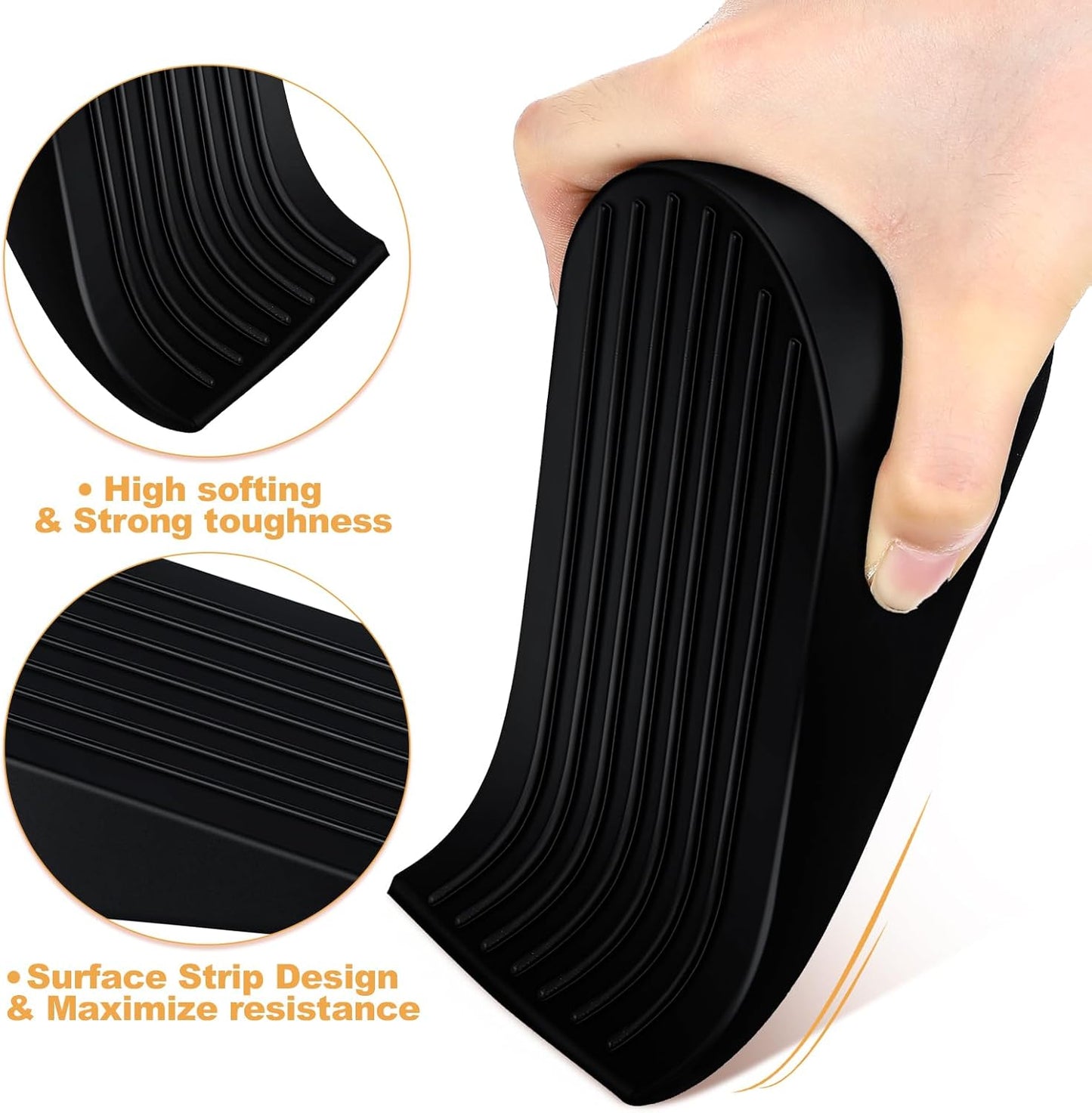Frienda 6 Pack Large Door Stoppers Heavy Duty Rubber Stopper for Bottom of Door Wedge Stopper for Home Office (Black)