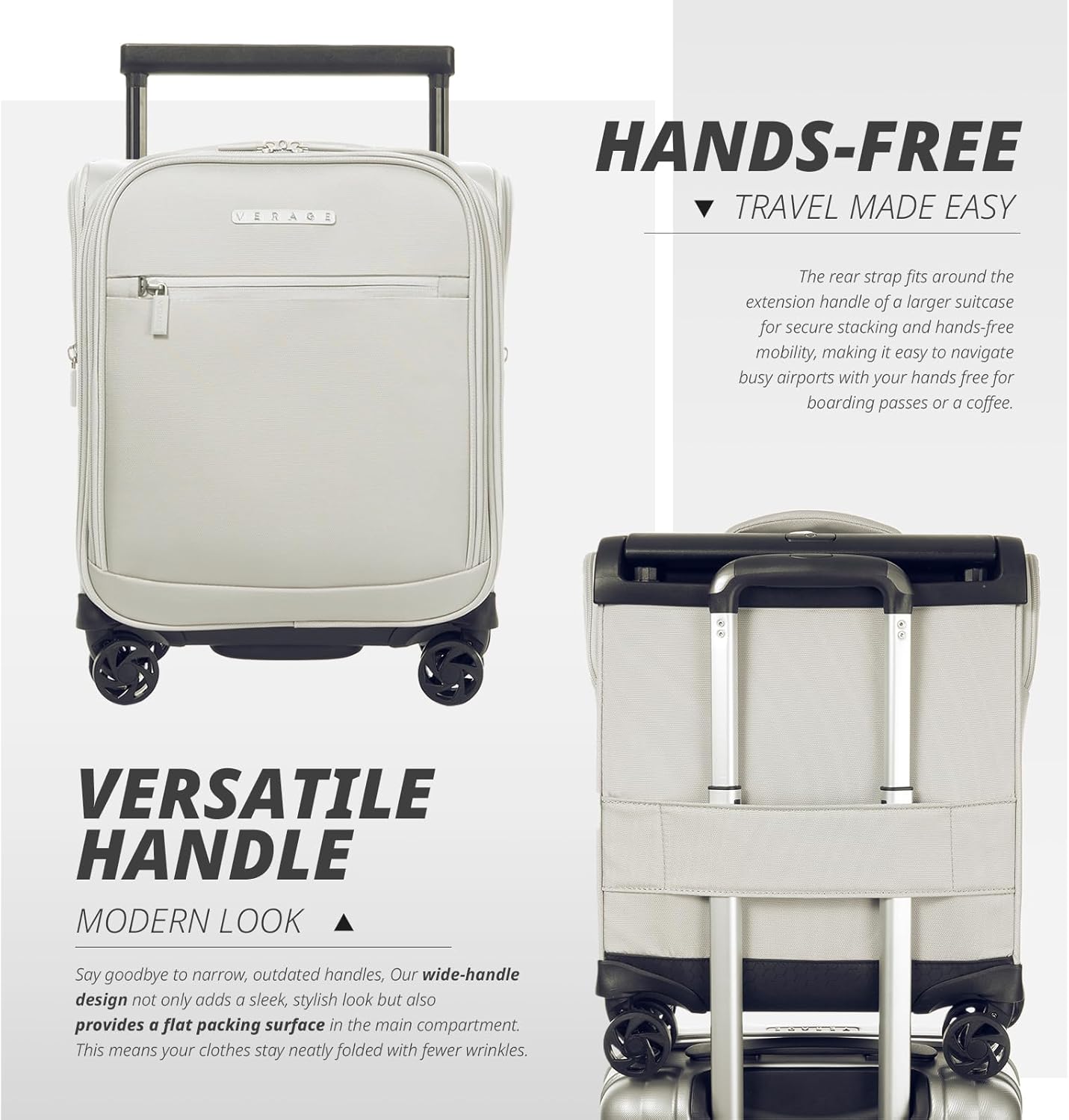 Verage Underseat Carry On Luggage with Spinner Wheels 15 inch Overnight Suitcase Travel Business Bag for Airlines Men Women