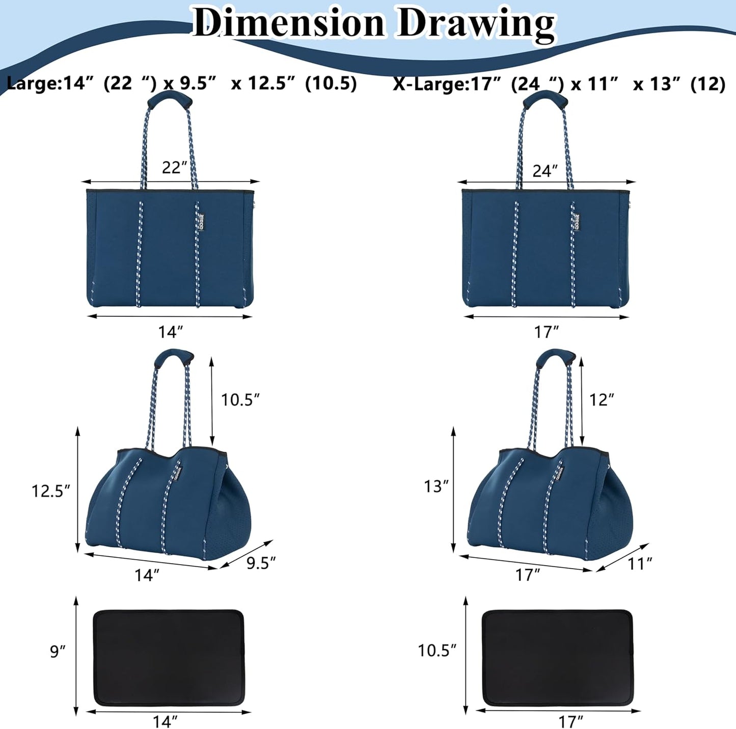QOGiR Neoprene Multipurpose Beach Bag Tote with Inner Zipper Pocket … … … …