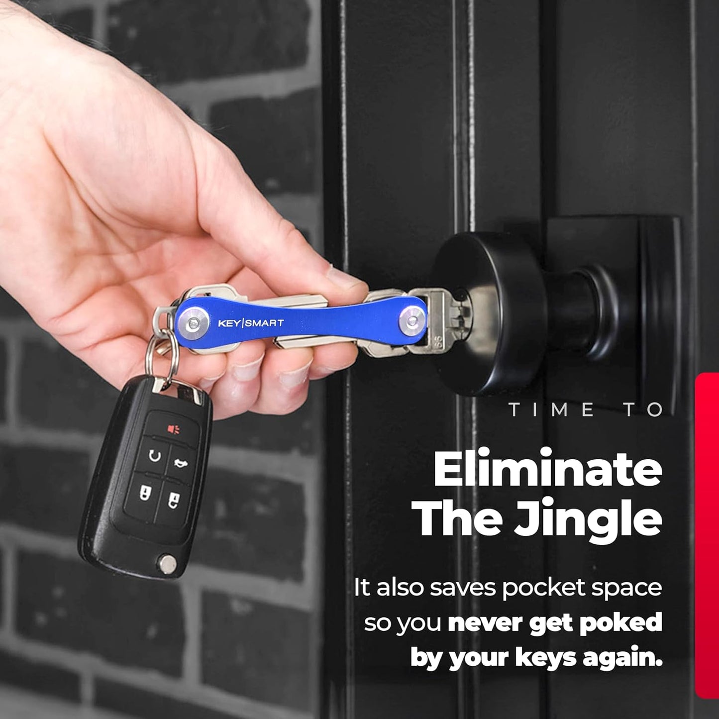 KEYSMART Key Holder for Keychain - Compact Key Organizer for Key Chain, Minimalist Clutter-Free EDC Keychains, Key Ring for Car Fobs Key Chains, Expandable (Up to 14 Keys, Blue)