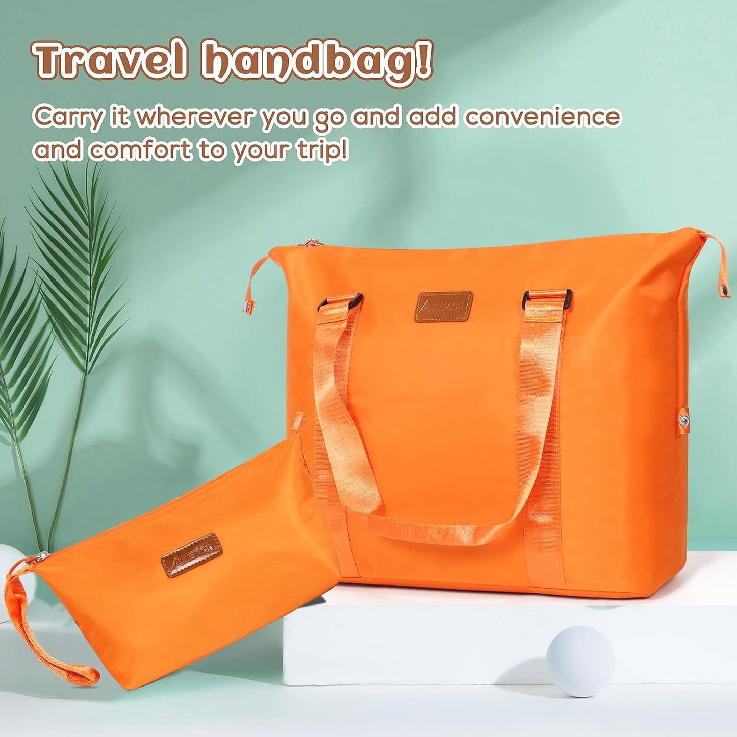 Luggage Set 3 Piece Luggage Set ABS hardshell Spinner Wheels Luggage Carry on Suitcase with Weekender bag & Toiletry bag（Orange）
