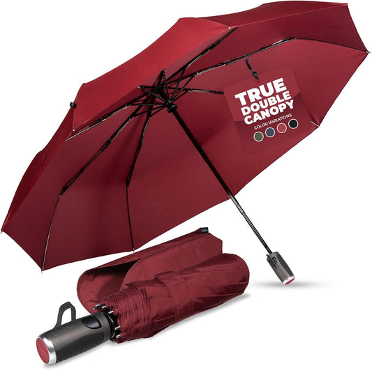 LifeTek Premium Travel Umbrella - Windproof & Compact for Men & Women, Automatic Open Close, Fits in Purse Laptop Bag or Backpack, Strong Frame for Heavy Rain & Sun UV Protection