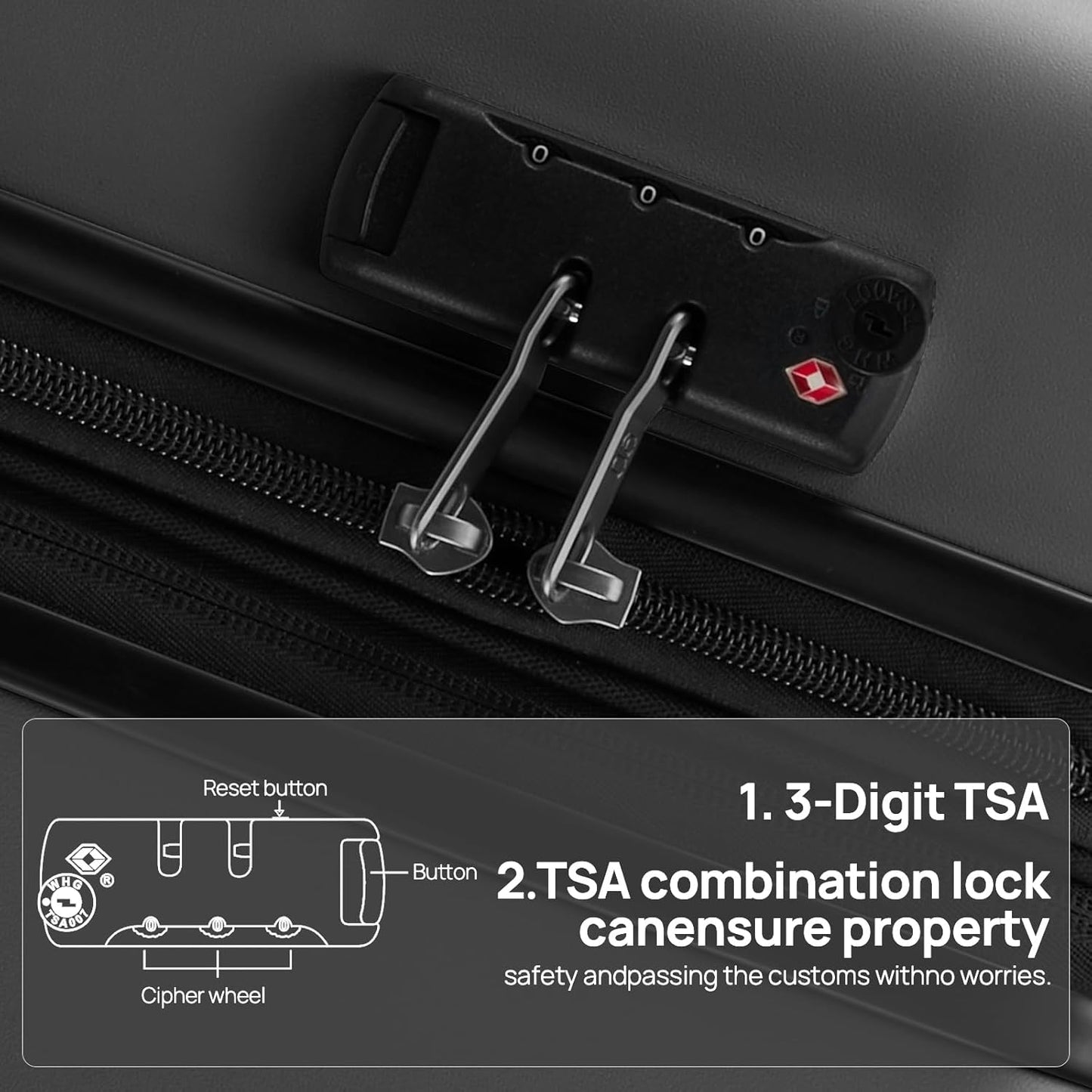 Carry on Luggage 22 X 14 X 9 Airline Approved, 20 Inch Luggage for 3-5 Days Travel, Double Spinner Wheels, 100% Hardshell PC, TSA Lock (09-Black, Checked 28-Inch)