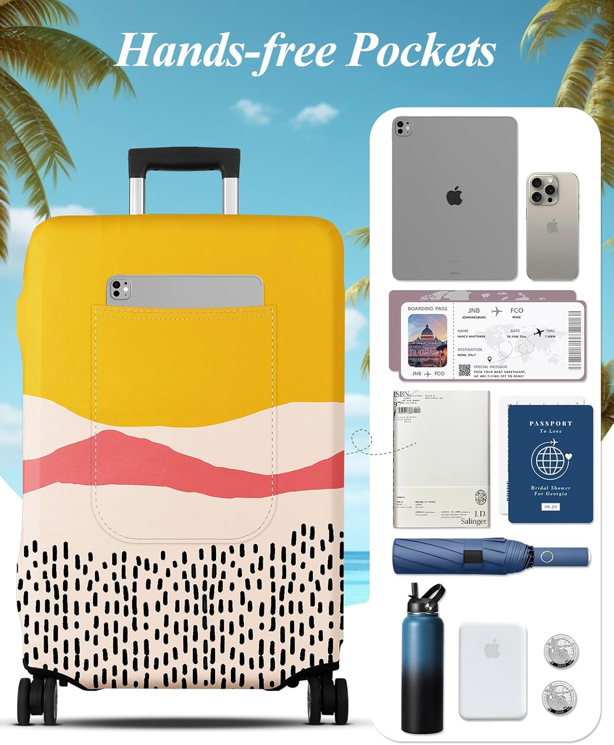 Slohif Luggage Cover for Suitcase Tsa Approved Protector - Luggage Sleeve Large Suit Case Cover Travel Stretch Baggage Case Protective Washable Fit 29-30 Inch Patchwork L