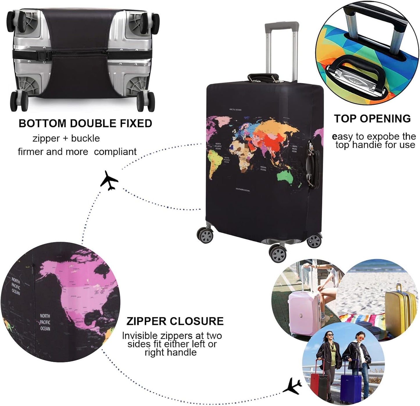 MosaiRudo Thicker Luggage Cover Elastic Suitcase Cover Protector Fits 18-32 Inch Suitcase Travel Accessories (TKM0097, XL)