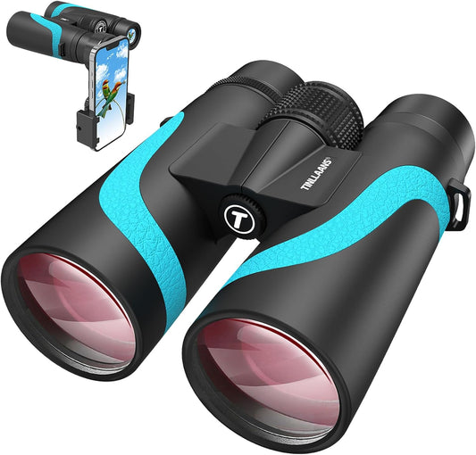 15x55 HD Binoculars for Adults – High Powered Large View, BAK4 Prism, Waterproof & Lightweight for Bird Watching, Hiking, Travel, Cruise, Sports with Phone Adapter (Blue)