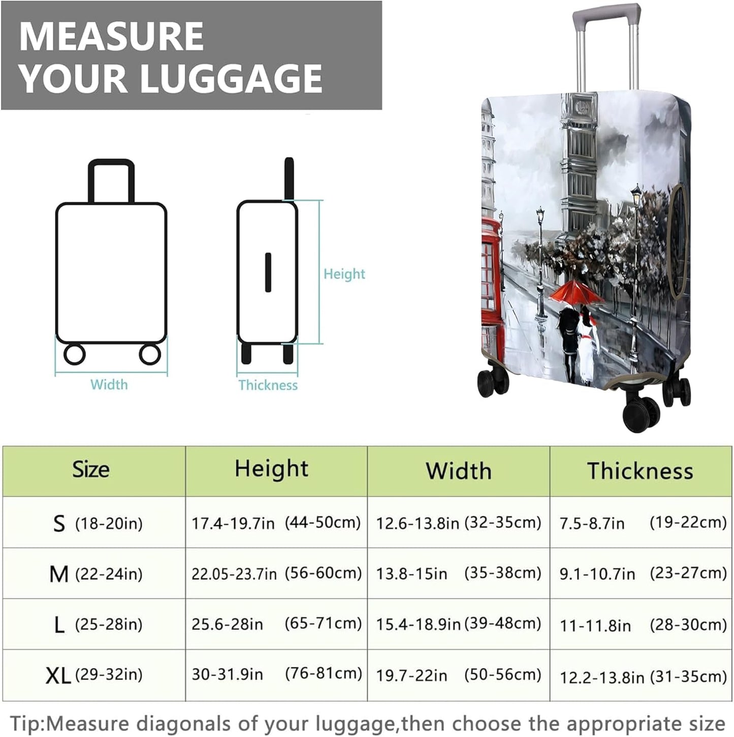 Travel Luggage Cover Suitcase Protector Fits 18-32 Inch Wheel Covers PatternedTravel Related Items Flower Luggage Protector Elastic XL