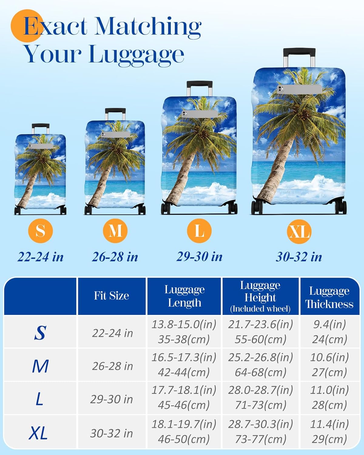 Slohif Luggage Cover for Suitcase Tsa Approved Protector - Luggage Sleeve Large Suit Case Cover Travel Stretch Baggage Case Protective Washable Fit 22-24 Inch Hawaii S