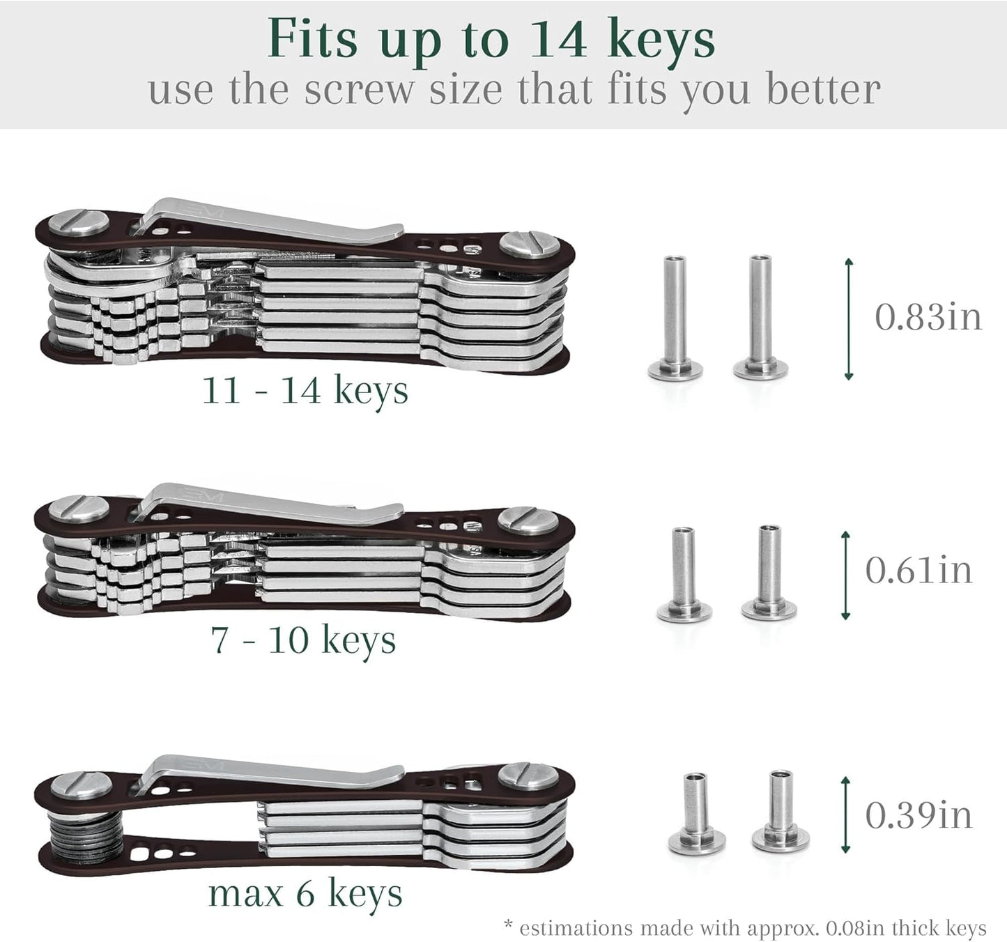 EM Premium Products Compact Key Holder - Pocket Key Organizer - 14 Keys Key Bar