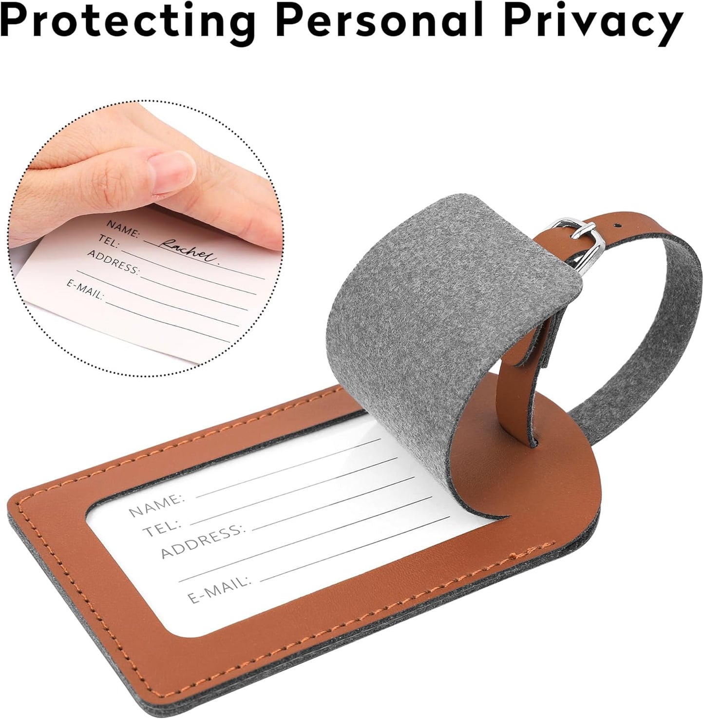 Luggage Tags for Suitcase Travel Bag Labels Privacy Protection Luggage Tag for Baggage PVC Baggage ID Label Tags Yellow+Brown