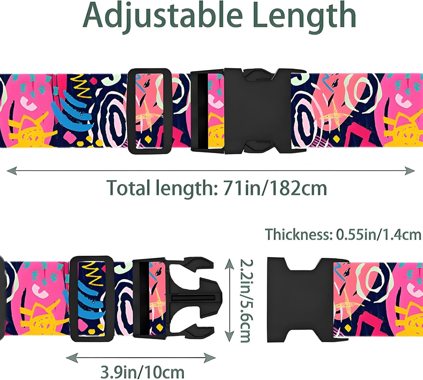 Universe Luggage Straps for Suitcases, Adjustable Luggage Travel Belt to Keep Luggage Security While Travel, Strong Polyester Fabric, Easy-to-Recognize Stylish Design Travel Accessories, 2 Pack