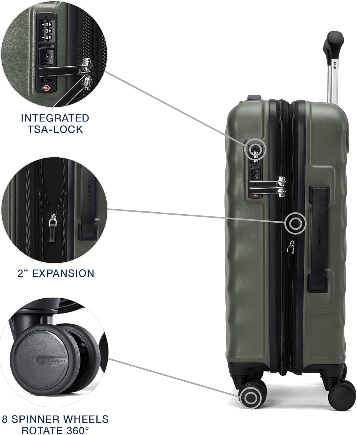 Travelpro Maxlite Air V2 Hardside Expandable Carry on Luggage, 8 Spinner Wheels, Lightweight Hard Shell Suitcase, TSA lock, Slate Green, Compact Carry On 20-Inch