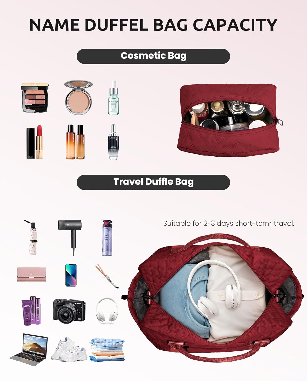 Personalized Gifts-Teen Duffle Bag with Shoe Compartment, Personalized Weekender Bag, Monogram Overnight Bag, Letter Travel Bag with Makeup Bag，Birthday Gift For Grandma (Letter O)