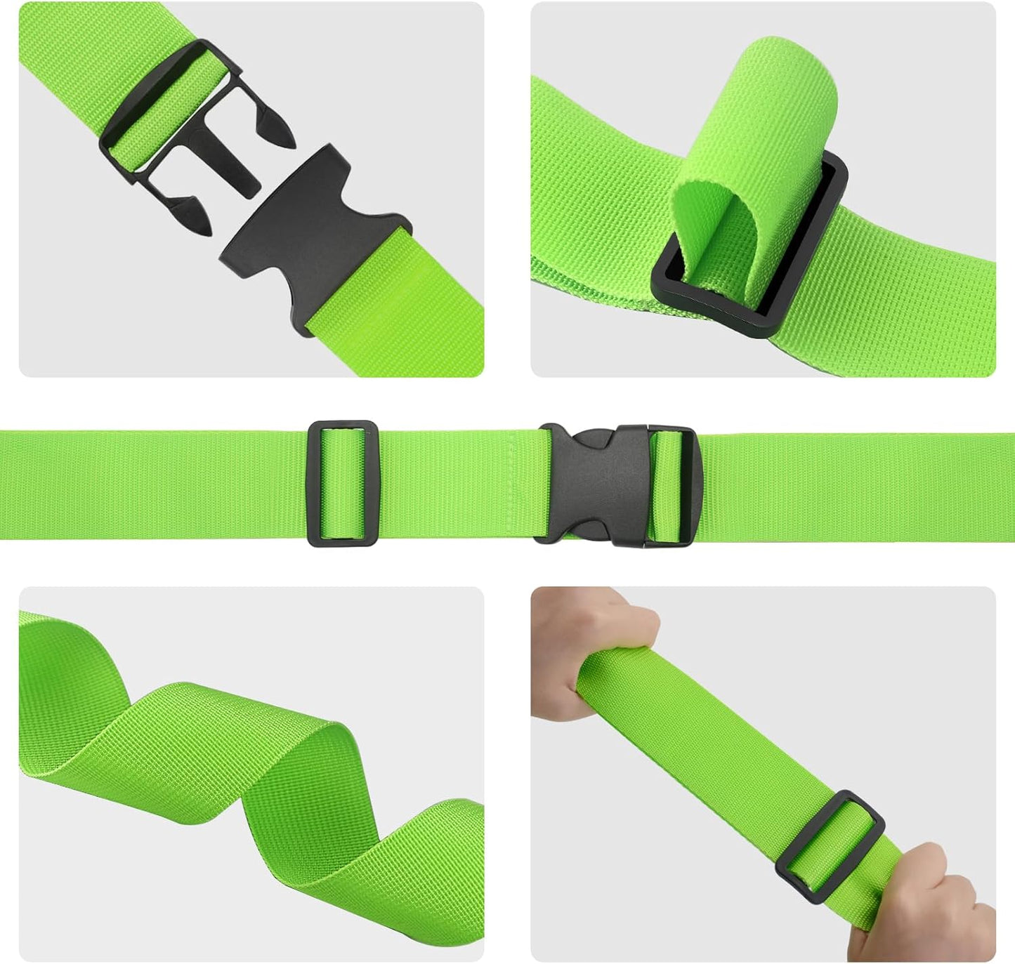 BILIONE Luggage Straps Belts TSA Approved Keep Suitcase Secure While Traveling, 79" Long Add a Bag Premium Accessory for Travel Bag Closure, 2 Pack Green