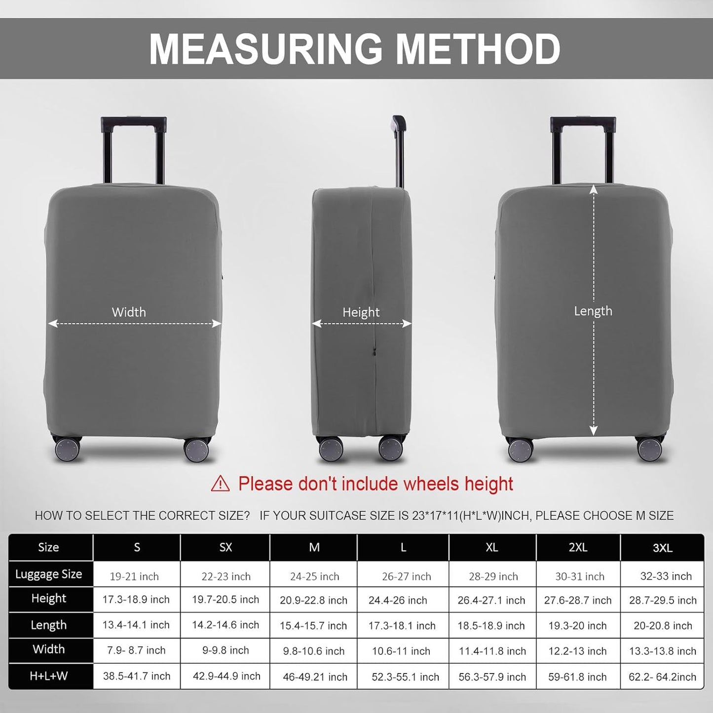 Travel Luggage Cover Suitcase Protector Scratch-Resistant Fit 19-31 Inch Suitcase, Not Included Suitcase (Slate Gray, SX(22-23 inch))