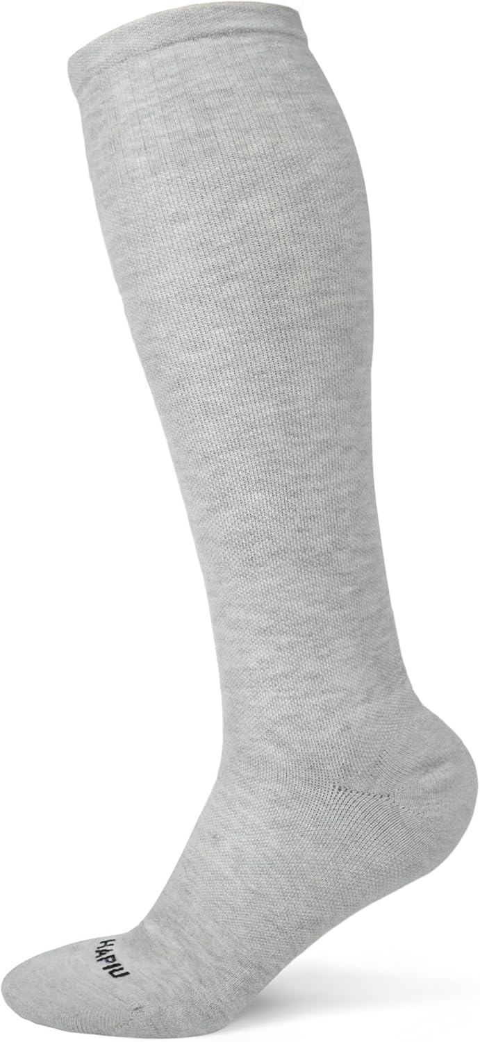 HAPIU Merino Wool Soft Compression Socks for Women & Men, 15-20 mmHg, Plus Size Knee High Stocking for Nurses, Pregnancy, Travel, Flight, Medias de Compresión Mujer
