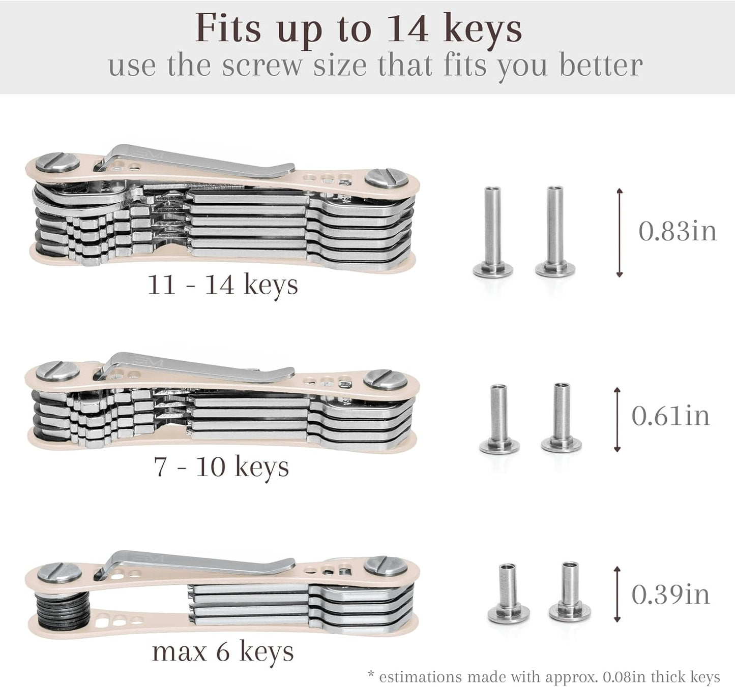 EM Premium Products Compact Key Holder - Pocket Key Organizer - 14 Keys Key Bar