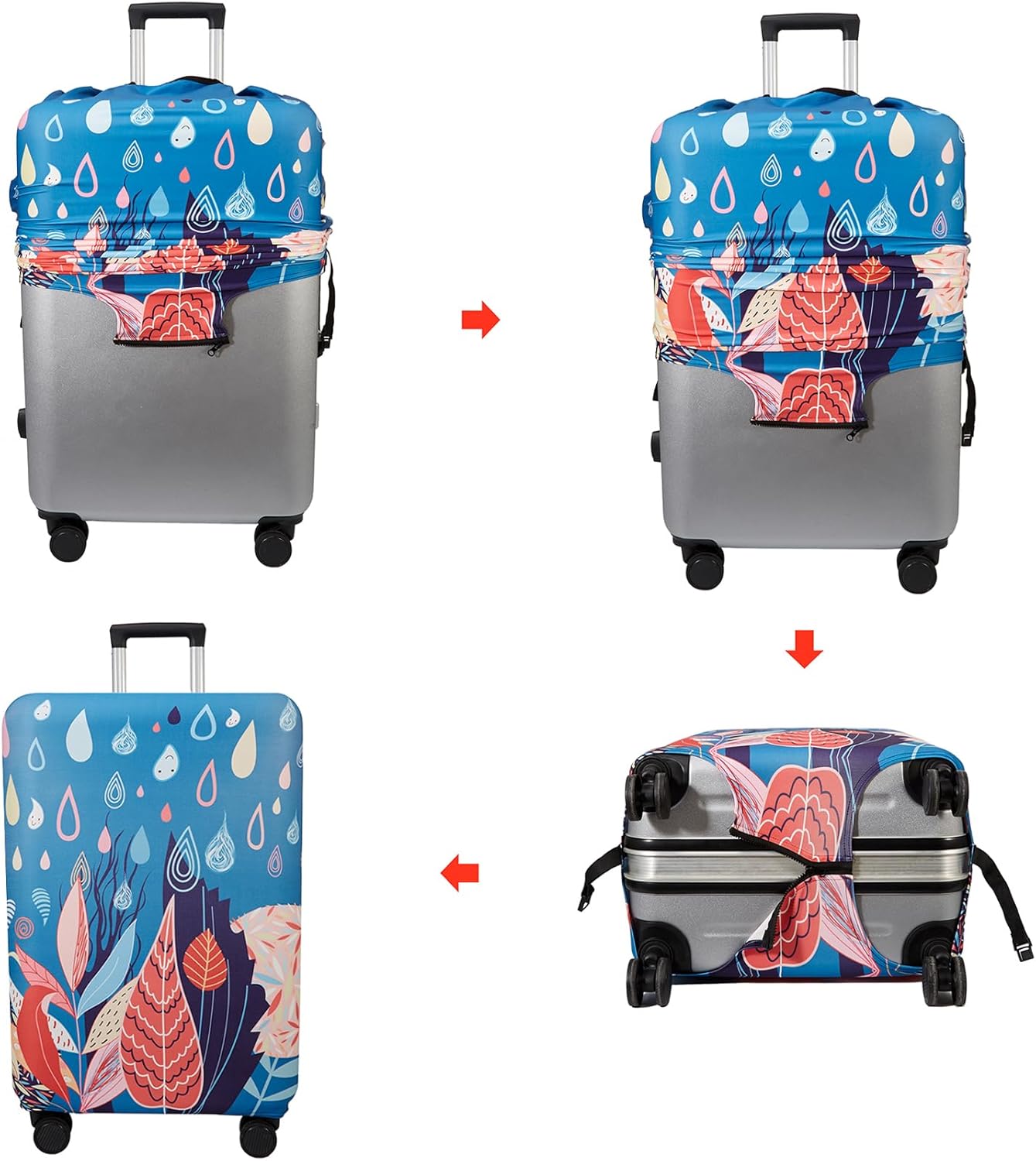 WUJIAONIAO Travel Luggage Cover Spandex Suitcase Protector Washable Baggage Covers (XL (for 29-32 inch luggage, rainy season)