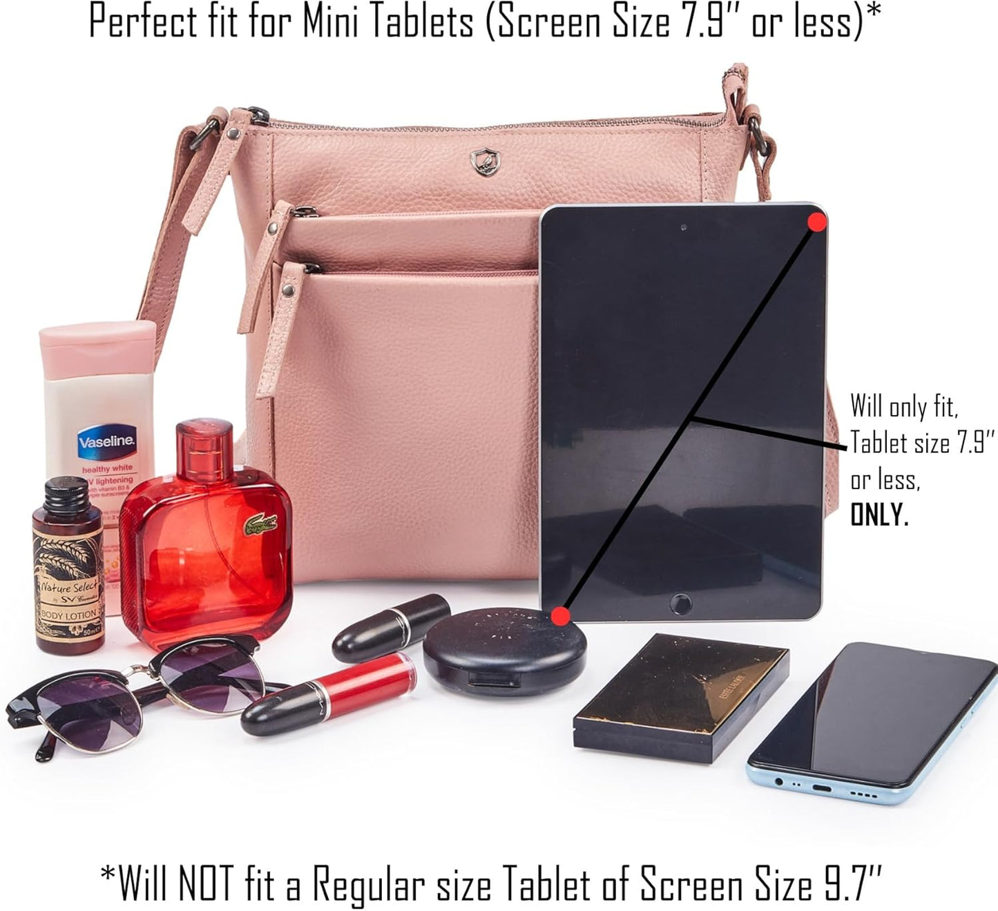 Small Soft Genuine Leather Crossbody Purse Women’s Sling Crossover Shoulder Travel Handbag with Triple Zipper