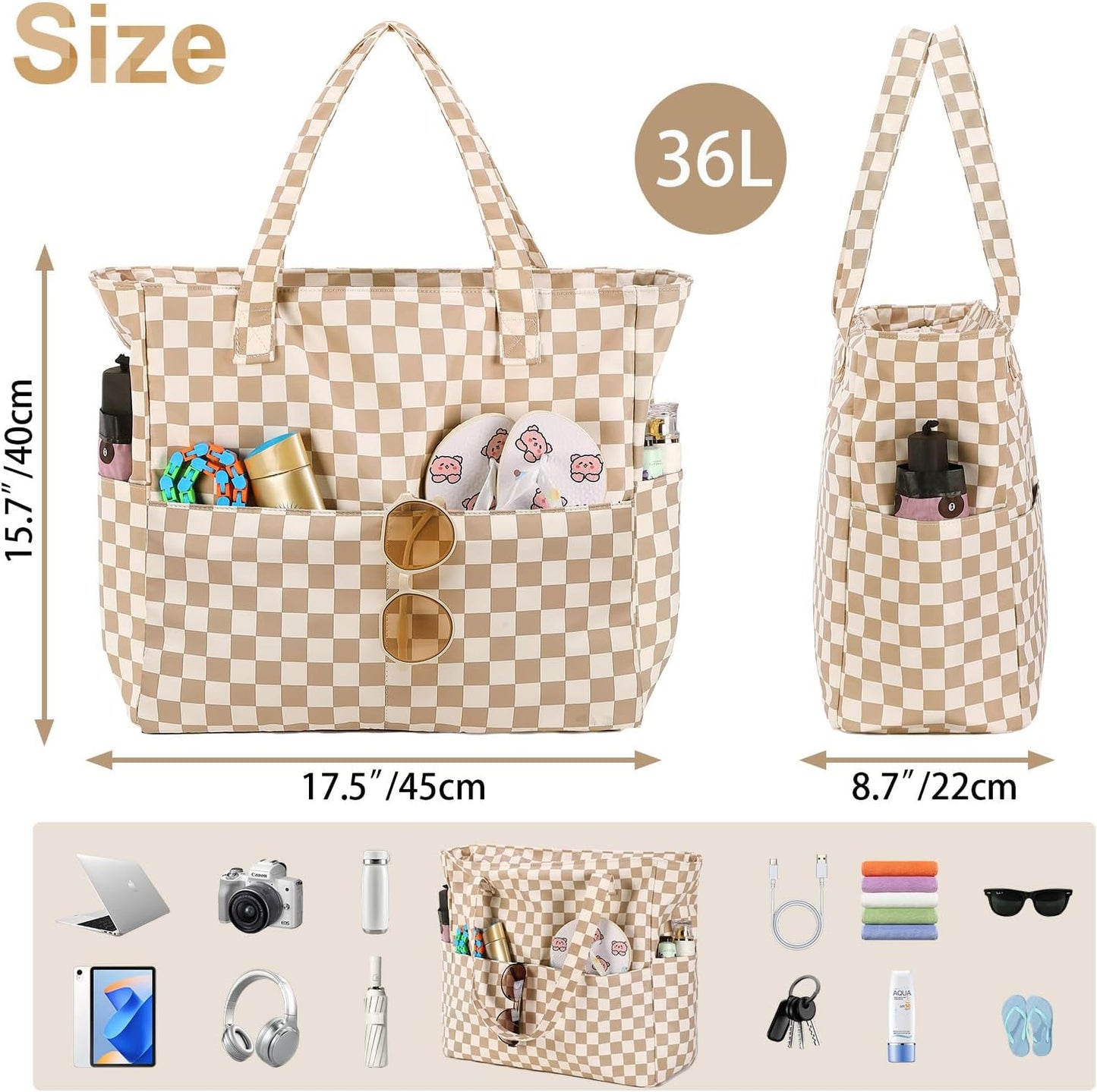 Beach Pool Bags Tote for Women Ladies Large Gym Tote Carry On Bag With Wet Compartment for Weekender Travel Waterproof