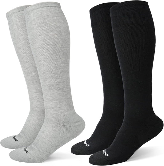 HAPIU Merino Wool Soft Compression Socks for Women & Men, 15-20 mmHg, Plus Size Knee High Stocking for Nurses, Pregnancy, Travel, Flight, Medias de Compresión Mujer