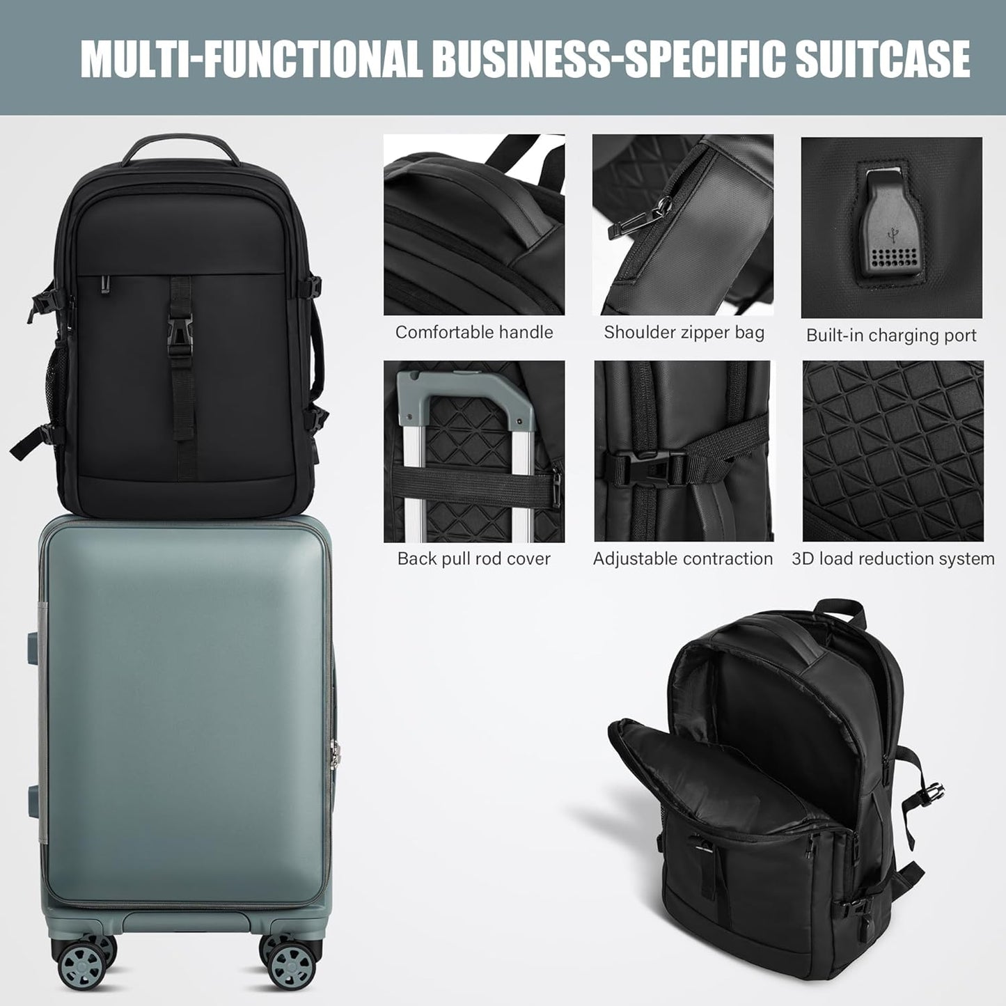 buy 0ne get 0ne free! Carry On Luggage Front Opening 20in Suitcase with TSA Lock PC Hardside Rolling Luggage Travel Suitcase, Small, Hardside Expandable Luggage with Spinner Wheels (Grey)