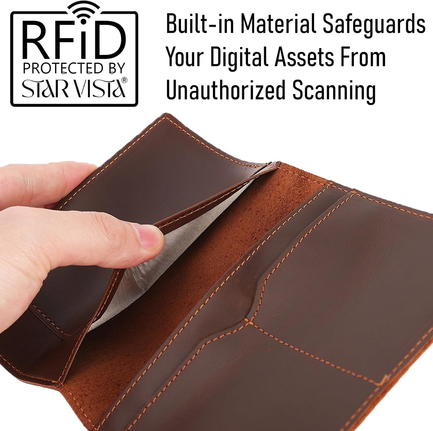 STAR VISTA Albatross Leather Travel Passport Holder, Minimalist Design, Full Grain Leather Case for Men and Women - Slim Passport Wallet, Bifold, RFID Blocking