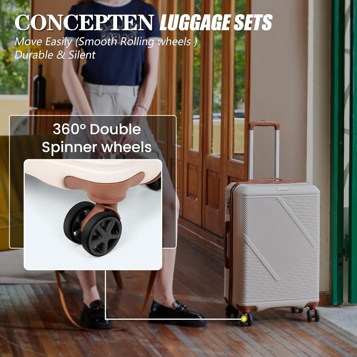Luggage Sets 5 Piece, Suitcases With Wheels, Lightweight Travel Luggage Set With TSA Lock, ABS Hardshell Carry On Suitcase Set, DarkGreen