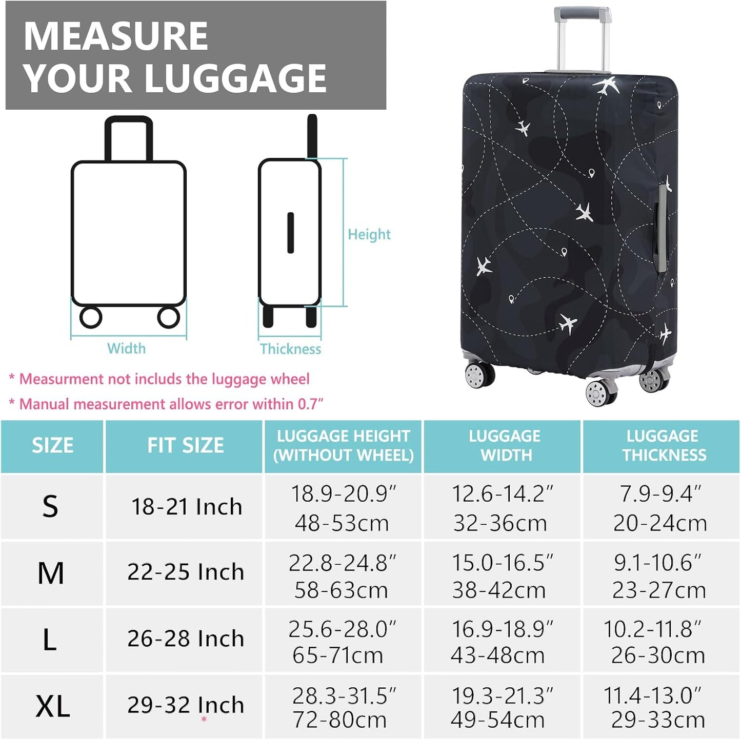 Travelkin Luggage Covers For Suitcase Tsa Approved,Suitcase Cover Protector Fit 18-32 Inch Luggage (XL for 29-32 Inch Luggage)